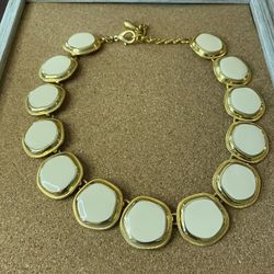90s retro enamel choker gold tone and cream