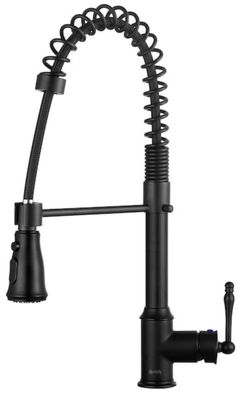 NEW AKDY KF0012 Commercial-Style Spring Neck Kitchen Faucet in Matte Black