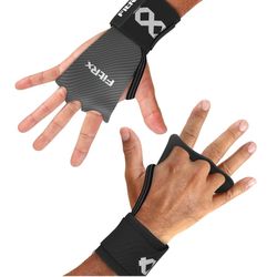 🔥NEW🔥 FitRx Grip Wraps 12” Weightlifting Nylon Wrist Wrap + Palm Grip Workout Gloves