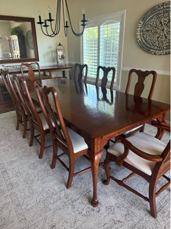 Traditional Solid Wood Dining Table and 8 Chairs