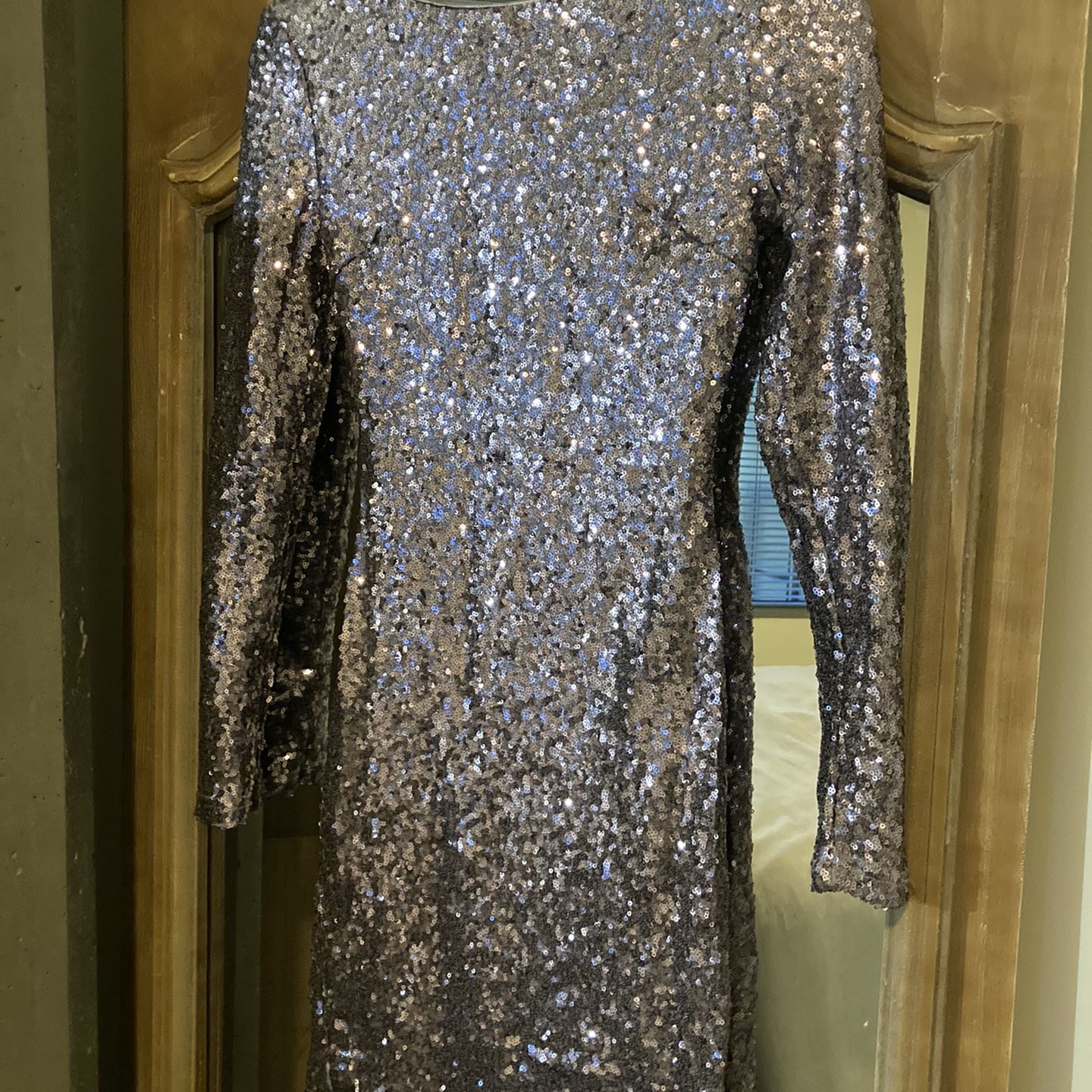Mauve Sequined Fitted Dress