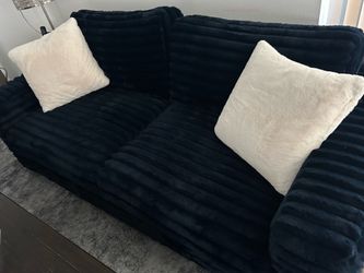 Navy Blue Cord Couch
