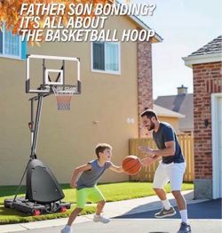 Basketball Hoop Outdoor, 4.9-10 ft Adjustable Height, Weather Proof Heavy Base and 44 Inch Shatterproof Backboard, Portable Basketball Hoop Goal Syste