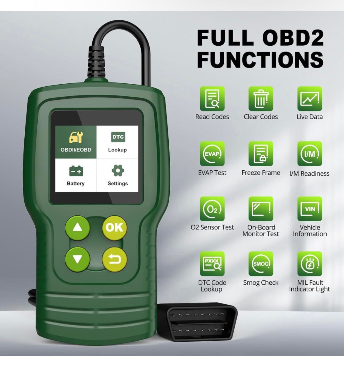 Car OBD2 Scanner Diagnostic Scan Tool Vehicle Code Reader Engine Fault Code Scanner OBD II Diagnostic Scanner with Bluetooth and Car Battery Tester An