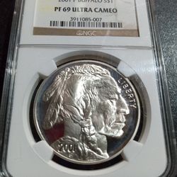 2001 P Buffalo Silver $1 PF 69 Ultra Cameo Coin