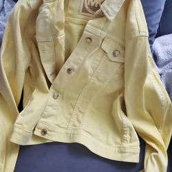 Michael Kors Denim Jacket Yellow Large Size Like New