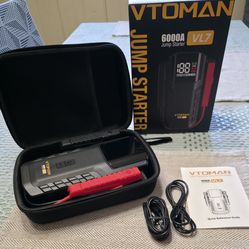 New 6000A/12V Jump Starter-LifePO4-All Gas/10L Diesel Eng-24000mAh-USB A,C,DC Outputs(Retails $200)