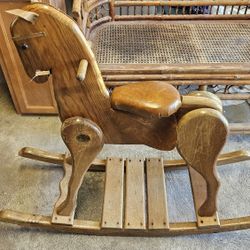 Large Vintage  Wooden Rocking Horse 
