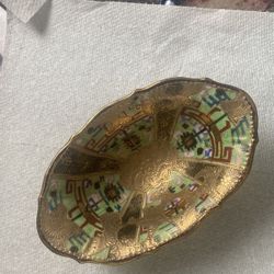 Nippon Japan Footed Bowl Heavy Gold 