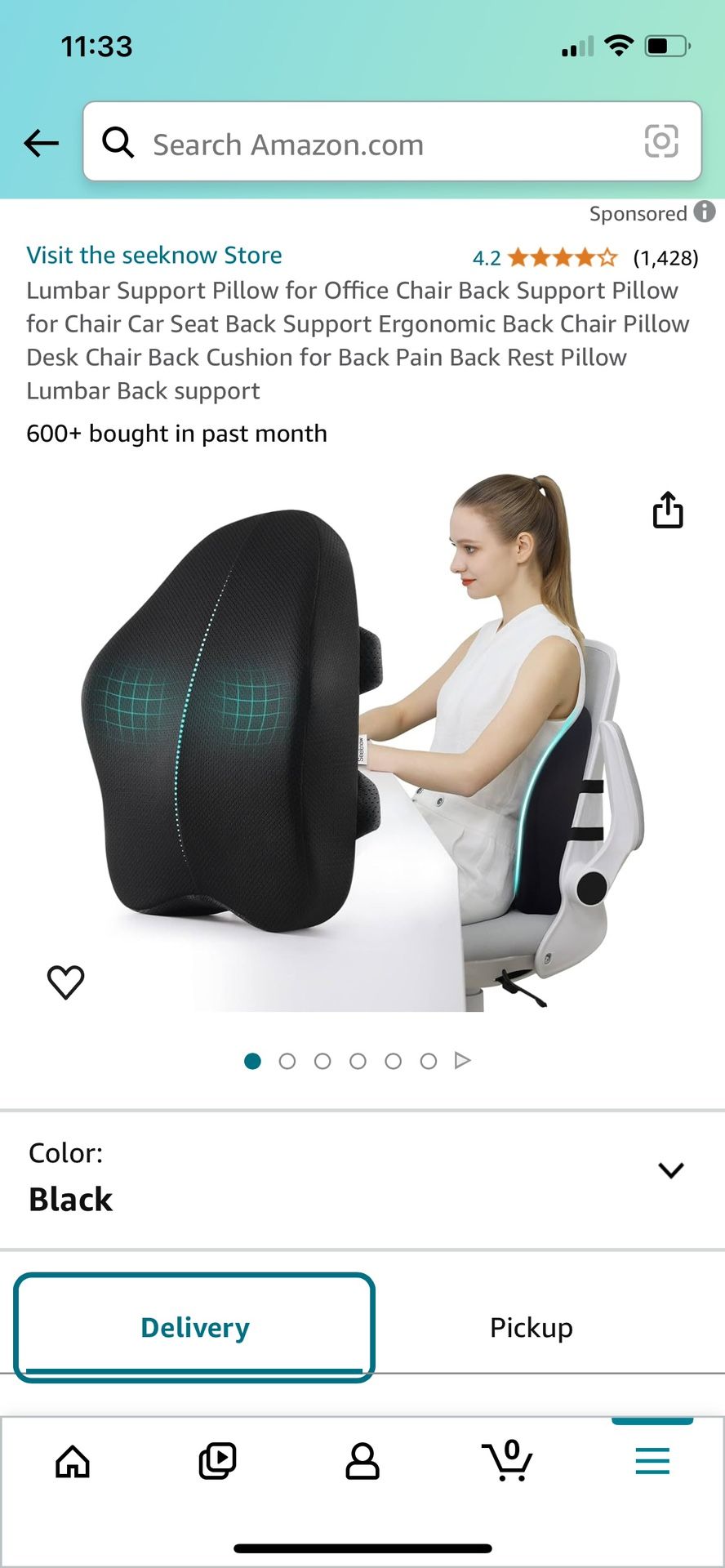 Lumbar Support Pillow for Office Chair Back Support Pillow for Chair Car Seat Back Support Ergonomic Back Chair Pillow Desk Chair Back Cushion for Bac