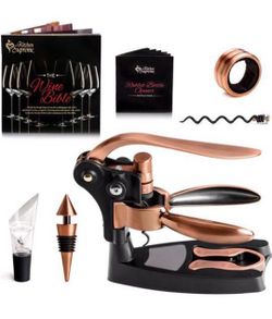 Rabbit Wine Opener Corkscrew BEST Wine Bottle Opener - 7 Piece Rabbit Ear Bundle with Stand, Bottle Plug, Wine Aerator, Drip Ring, Foil Cutter & EXTRA
