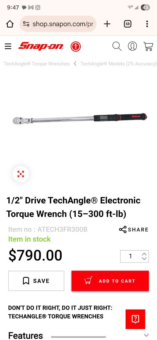 Snap on 1/2 Techangle
