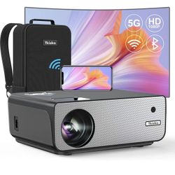 5G WiFi Bluetooth Projector, 4K-Supported Native 1080P Projector, 450 ANSI LM 13000lm Outdoor Movie Projector, ±50° 4D/4P Keystone Correction