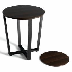 Costway Industrial End Table Sofa Side Table Nightstand with Storage Shelf & Metal Frame