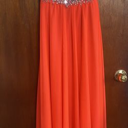 Orange strapless Dress