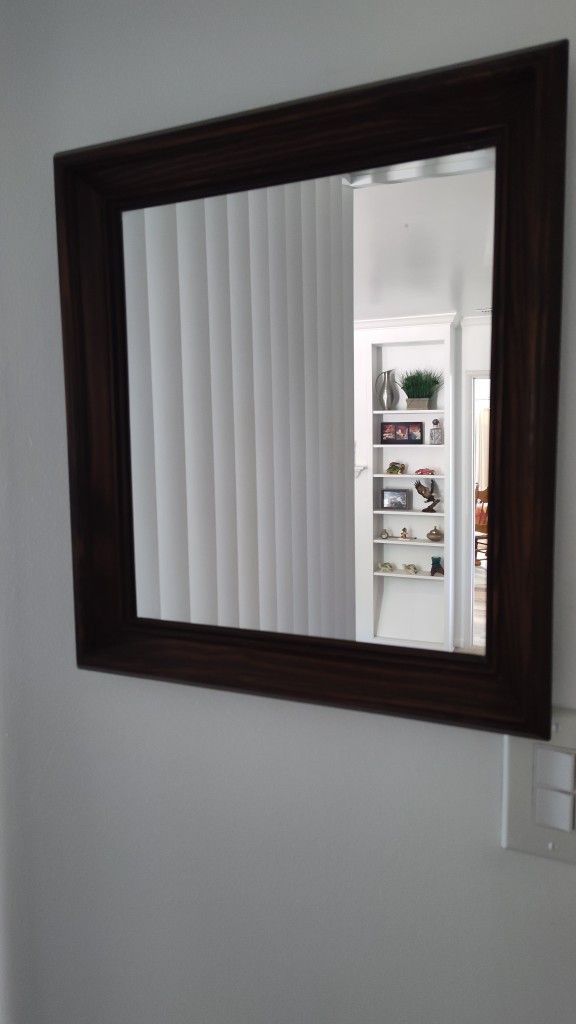 Vintage Wooden Mirror 17"x19"