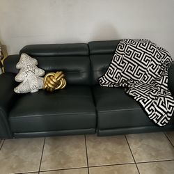 Blue (teal) Leather Recliner Sofa 