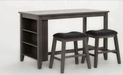 Grey Counter Height Dining With Shelves & 2 Stools $390 OBO