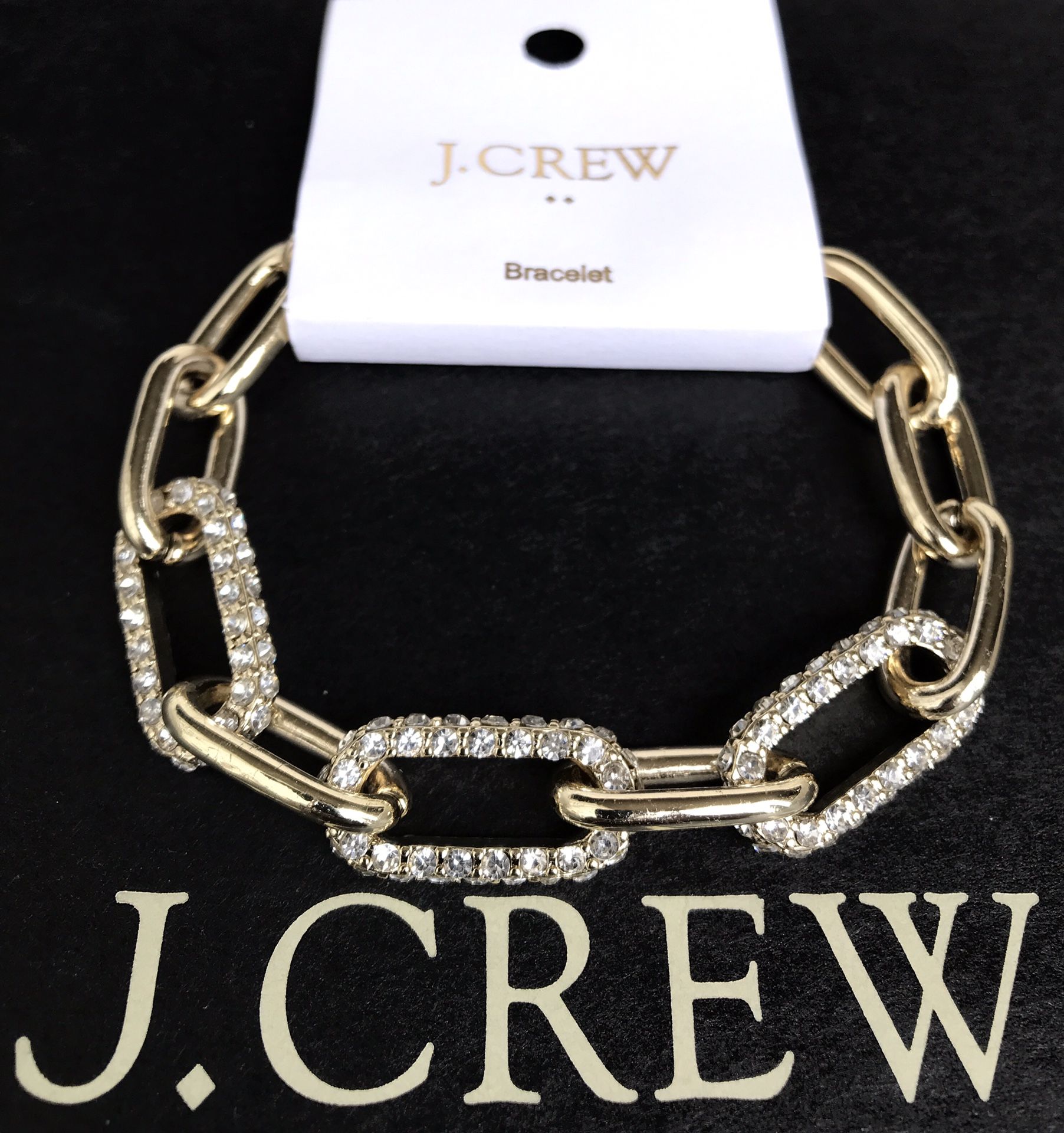 (NEW) WOMEN’S J.CREW FACTORY GOLD PAVÉ LINKS BRACELET - SIZE: OS (ONE SIZE)