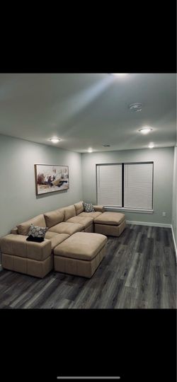 Anchoretta 134" Wide Reversible Modular Sectional with Ottoman By Greyleigh™ Fabric : Beige Polyester