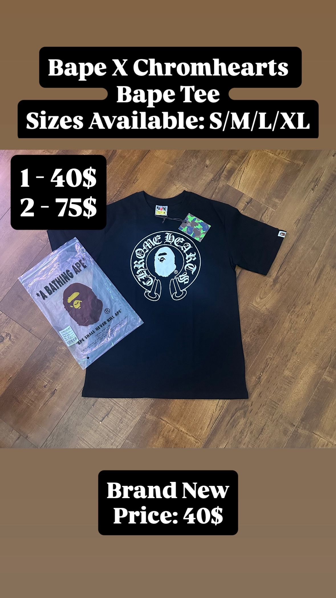 Bape X Chrome Hearts Black Bape Tee