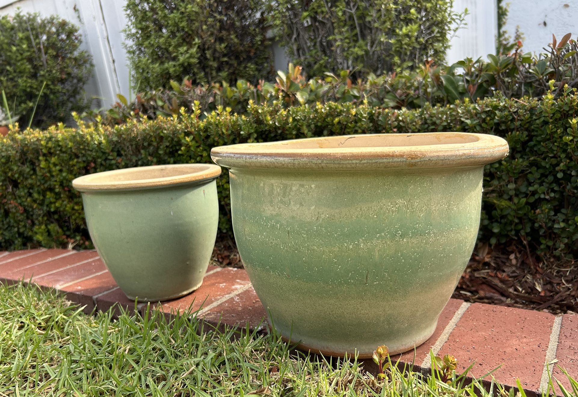 SMALL Lot 2 Glazed Teal Planter Pots Garden Vase Draining Pots Urn Flowers Plants Herbs Tree Succulents Small