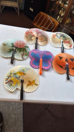 Decorative Paper Hand Fans Set of 6 collectible