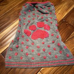 Pet dog pink and gray paw sweater. Size xl