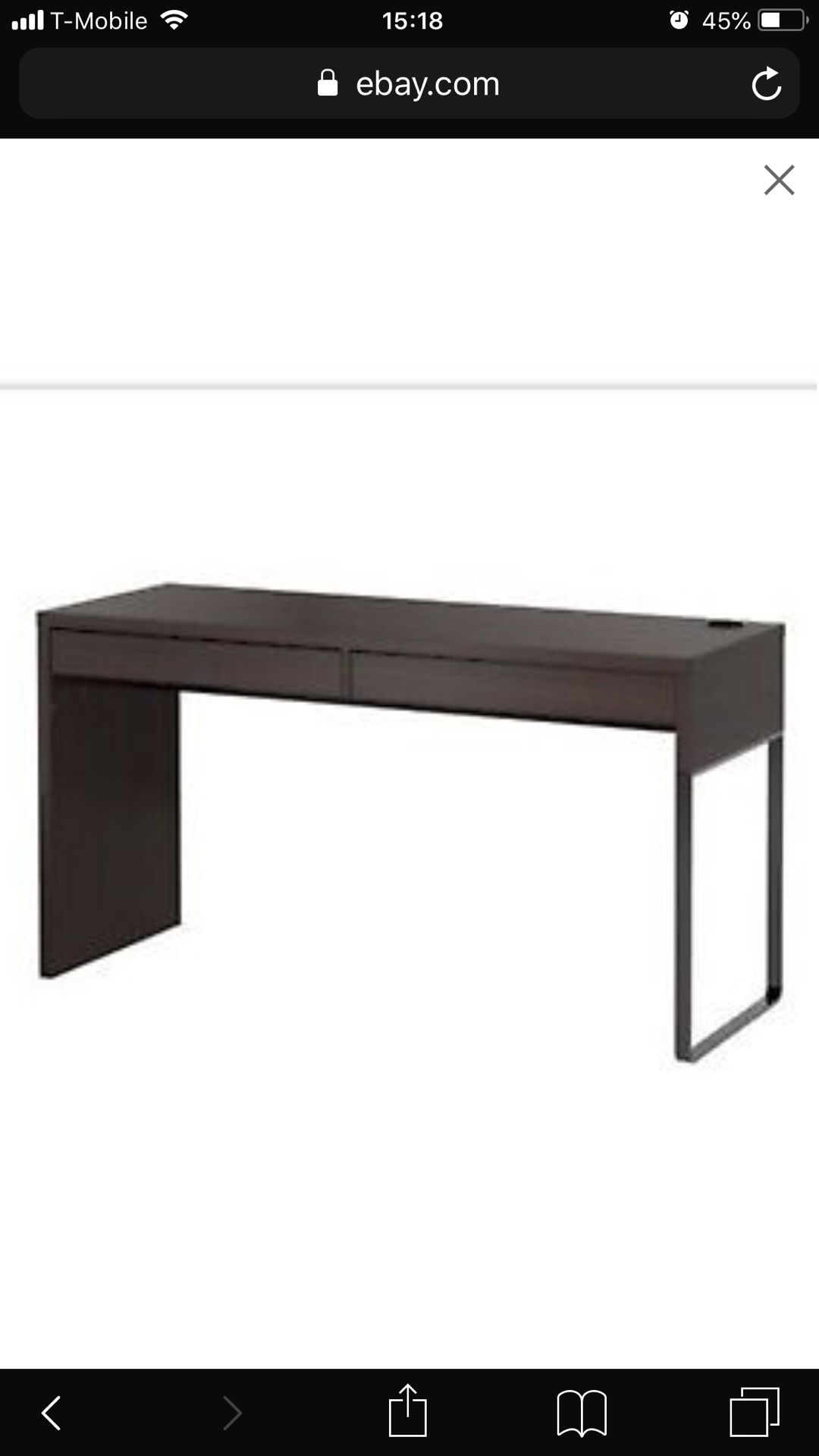 Brown Micke desk with white drawers (Ikea)
