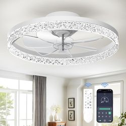 CHAREADA Ceiling Fan with Light, 20" Foldable Ceiling Fan