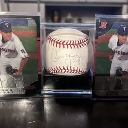 Chris Young Autograph Lot – Texas Rangers (2 Auto Cards + Signed Baseball) OBO or Trades