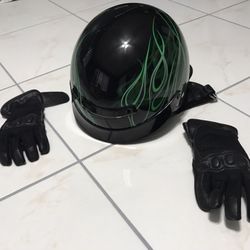 3/4 ZR1 Motorcycle Helmet and Bilt Gloves