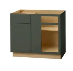 Hampton Bay Avondale 36 in. W x 24 in. D x 34.5 in. H Ready to Assemble Plywood Shaker Blind Corner Kitchen Cabinet in Fern Green