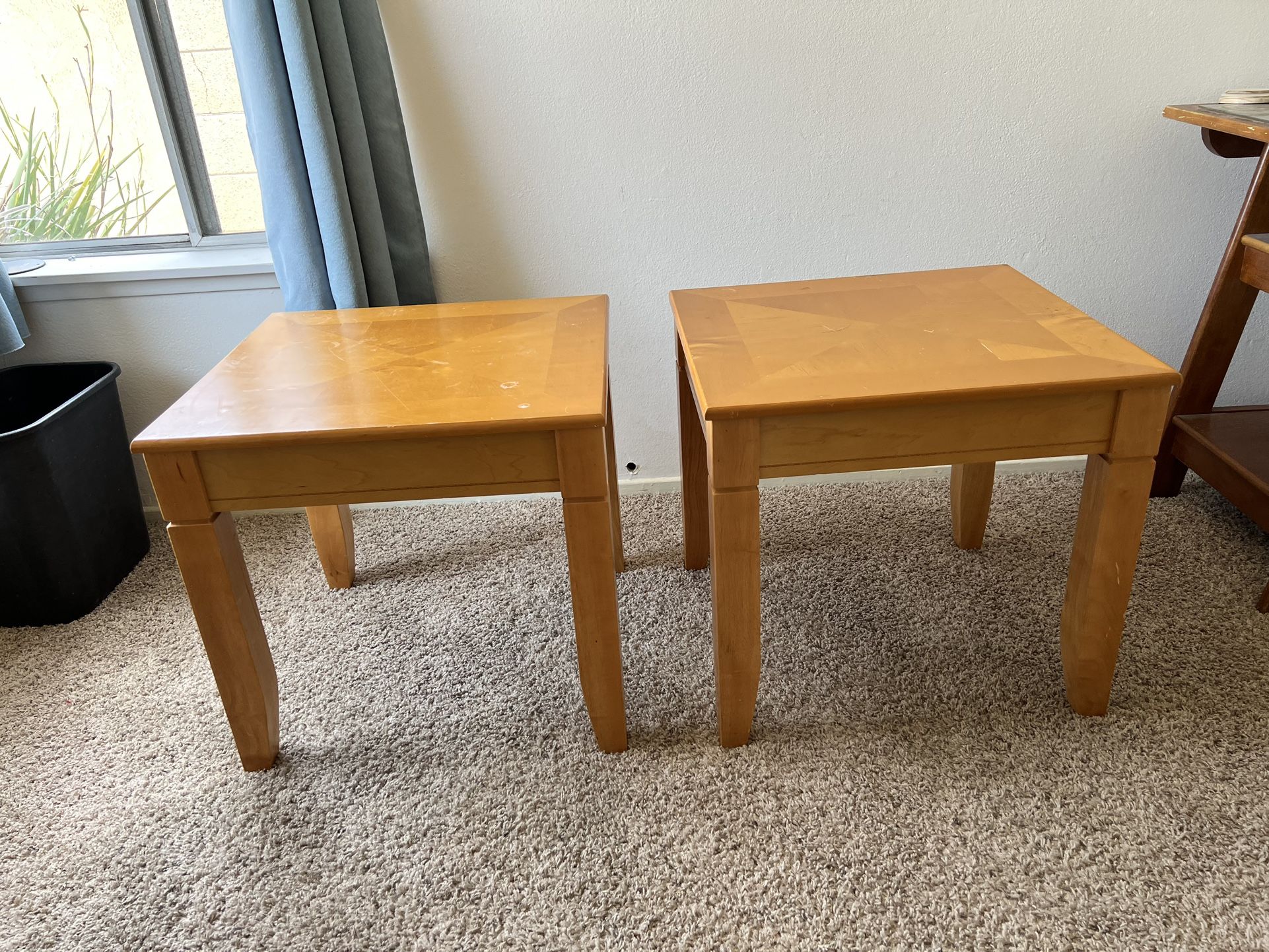 Two Wood End Tables