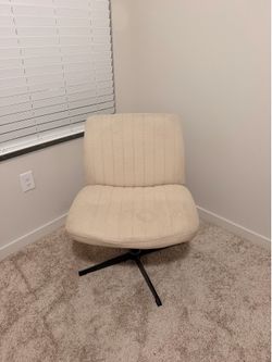 Large white padded desk chair