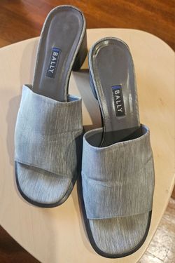 Bally Gray Slip-On Mules Size 7 Made in Italy