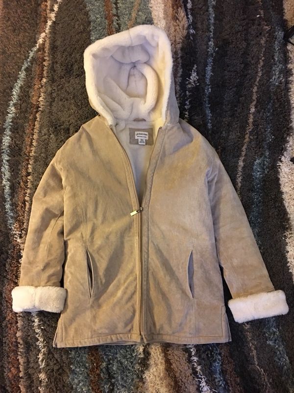 St Johns Bay Womens Washable Suede Coat Parka Sherpa Faux Fur Hooded Brown S For In Indiana Pa Offerup