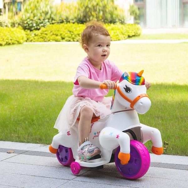 Kids Ride on 6-Volt Unicorn Car Battery Powered Toy Riding Pony Gifts for Toddler Rainbow, NEW