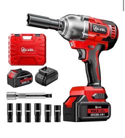 Cordless Impact Wrench, MAX 650N.M Brushless Impact Gun 1/2 inch, 4.0Ah Battery, 6 Sockets, 3300RPM Impact Driver wih Fast Charger