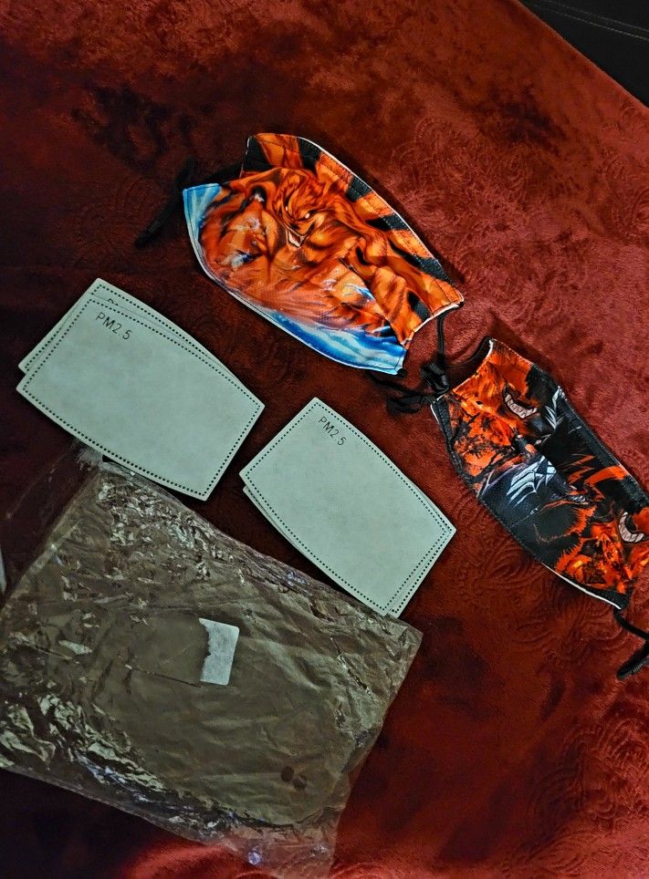 NWT ADULT FACE MASK NARUTO 2 PACK SIZE ONE SIZE FITS ALL 