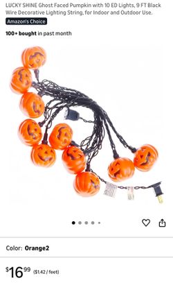 Pumpkin Plug-in String Lights NEW Halloween