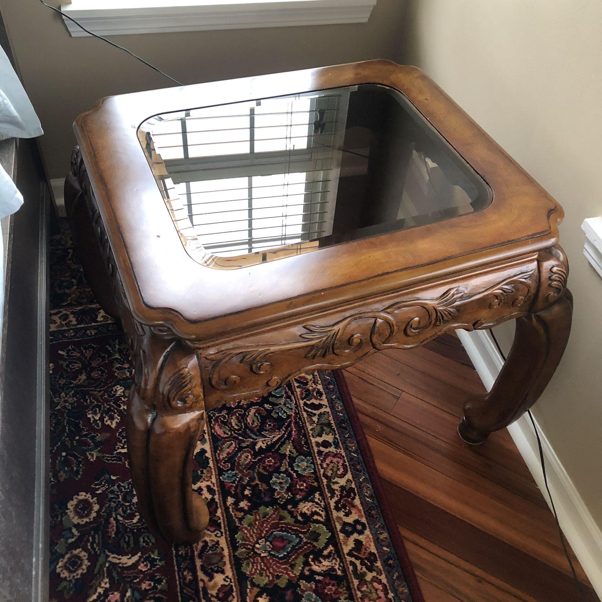 Schnadig Wood And Glass End Table