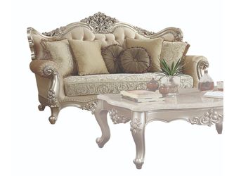 Bently Sofa with 7 Pillows in Champagne
