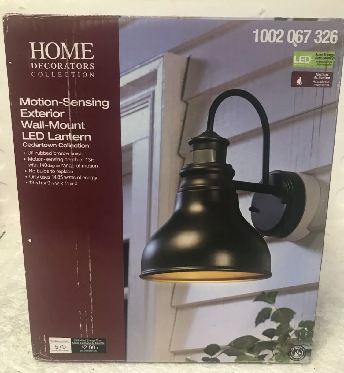 Home Decorators Oil Rubbed Bronze Outdoor LED Motion Sensor Wall Barn Light