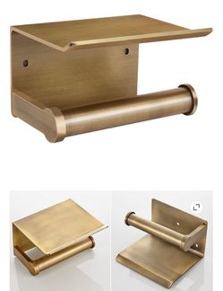 Brushed Gold Toilet Paper Holder with Shelf