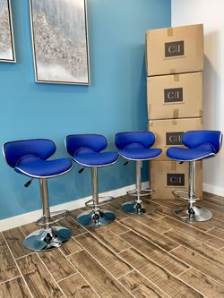 4 Brand New Blue Bar Stools 