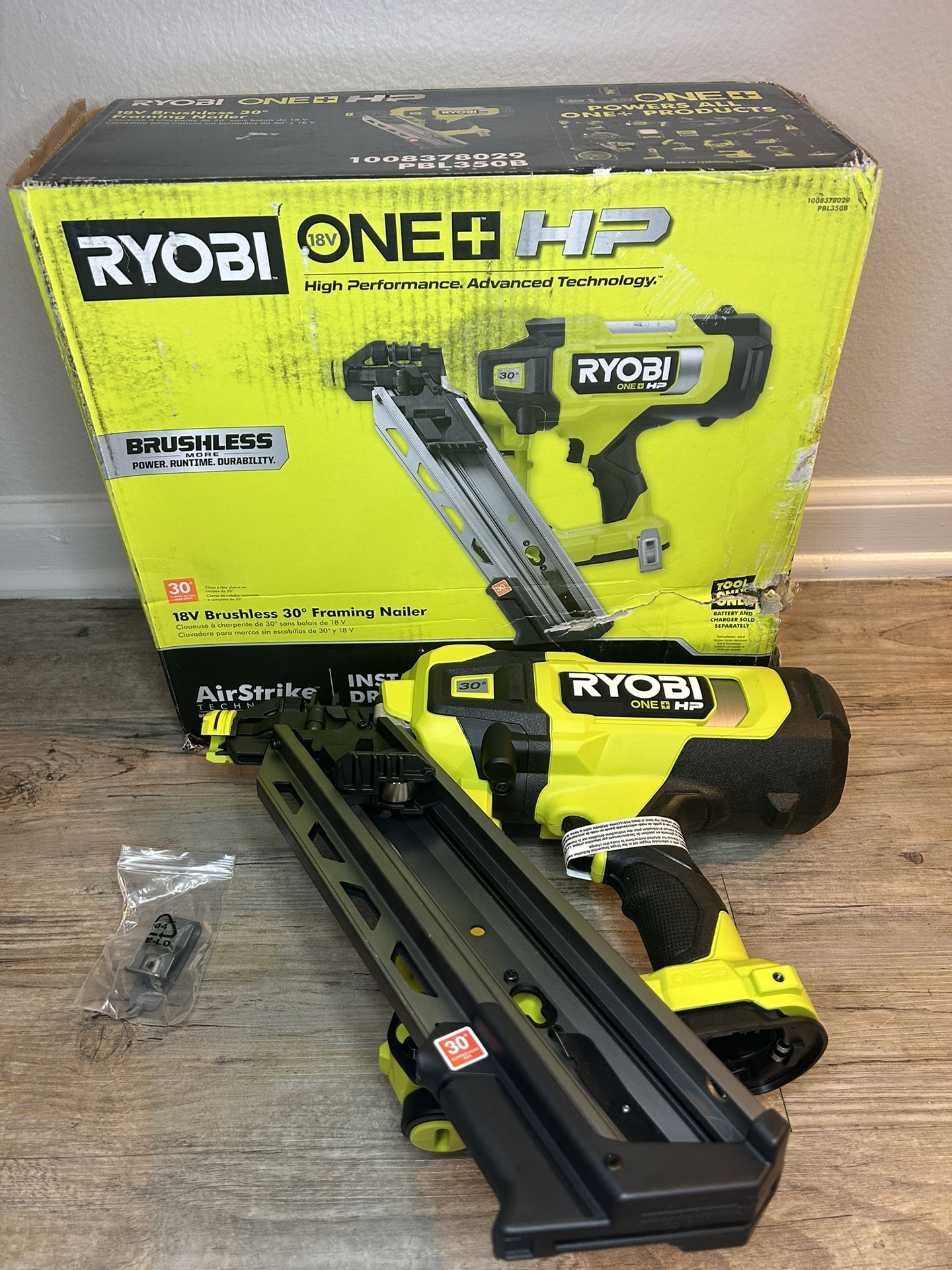 RYOBI ONE+ HP 18V Brushless Cordless AirStrike 30° Framing Nailer (Tool Only)