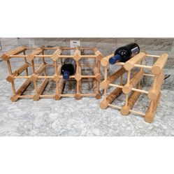 Solid Wood Modular Countertop Wine Storage Rack Stand, Set of 2