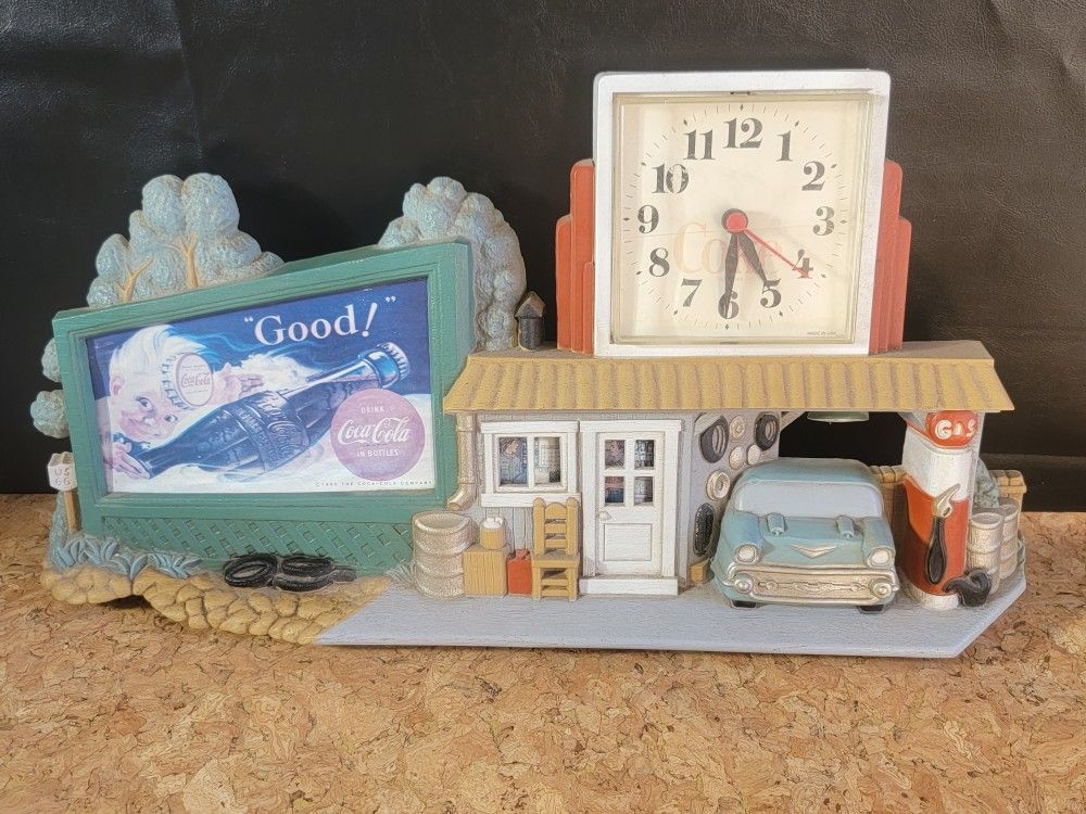 Retro 1990 Burwood Coca Cola Wall Clock - Vintage Car Garage - 60's Gas Station Coke 