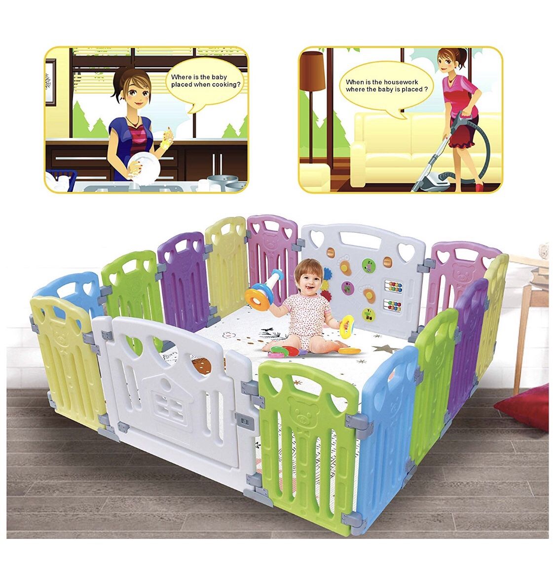 Brand New in Box Baby Playpen Kids Activity Centre Safety Play Yard Home Indoor Outdoor (multicolor)
